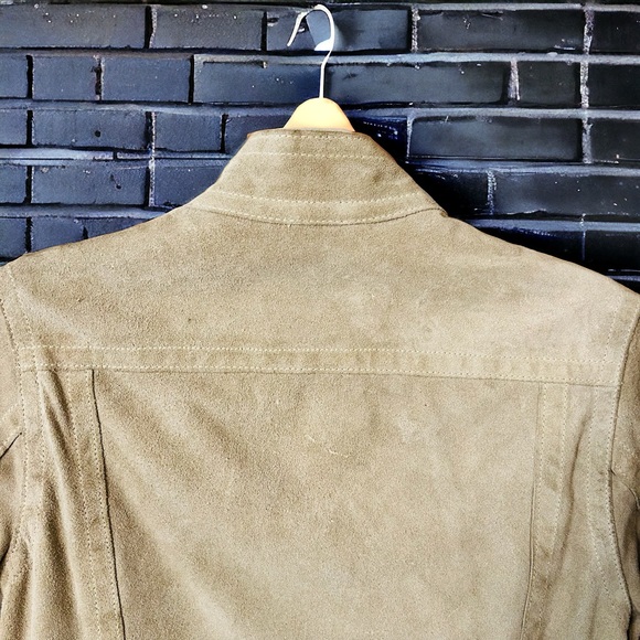 Banana Republic Cream Tan Suede Leather Moto Jacket | Size PXS | - Picture 9 of 16